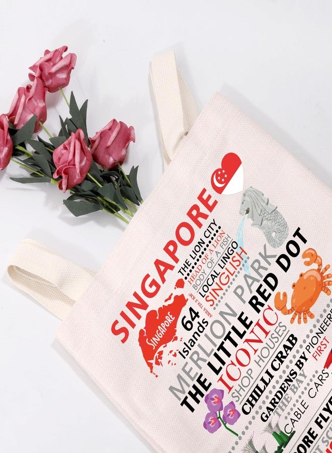 MEIKIUP Singapore Travel Gift Singapore Iconic Lion Souvenir Tote Bag Singaporean Culture Food Shoulder Bag (singapore Tote Bag) - Image 2