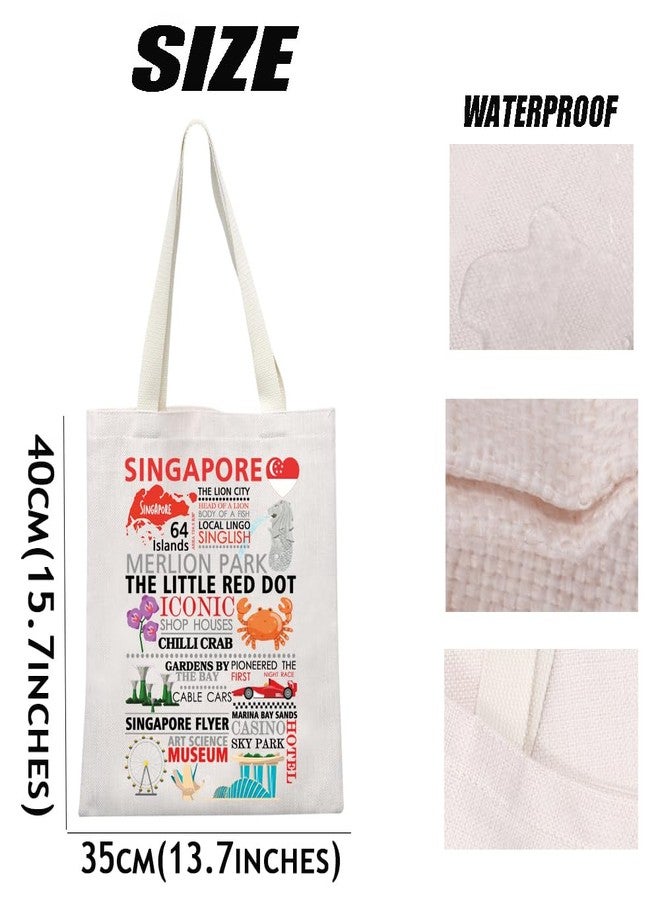 MEIKIUP Singapore Travel Gift Singapore Iconic Lion Souvenir Tote Bag Singaporean Culture Food Shoulder Bag (singapore Tote Bag) - Image 3