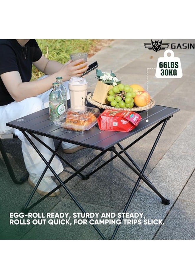 Gasin Lightweight portable aluminum alloy black folding table, suitable for camping, outdoor parties, family gatherings, barbecues, travel and outdoor outings. 68cm*46cm*40cm  - Image 4