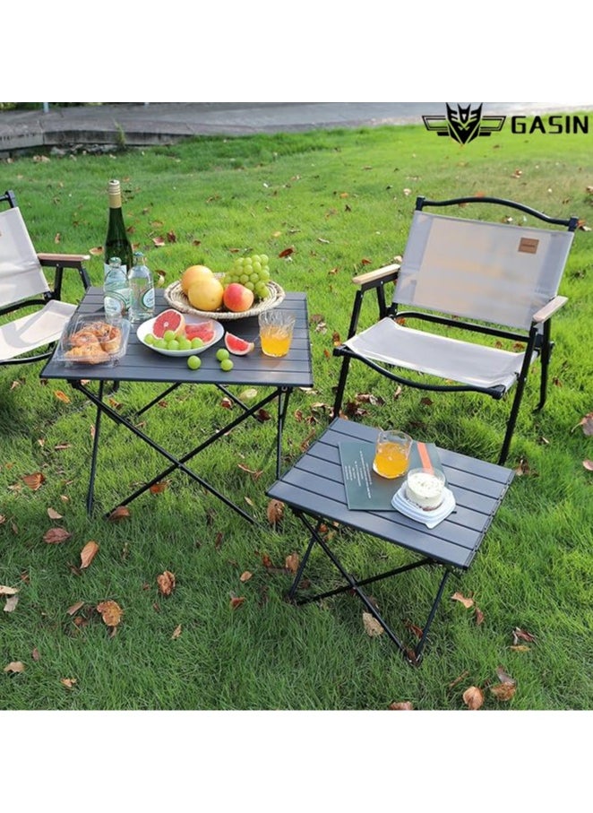 Gasin Lightweight portable aluminum alloy black folding table, suitable for camping, outdoor parties, family gatherings, barbecues, travel and outdoor outings. 68cm*46cm*40cm  - Image 4