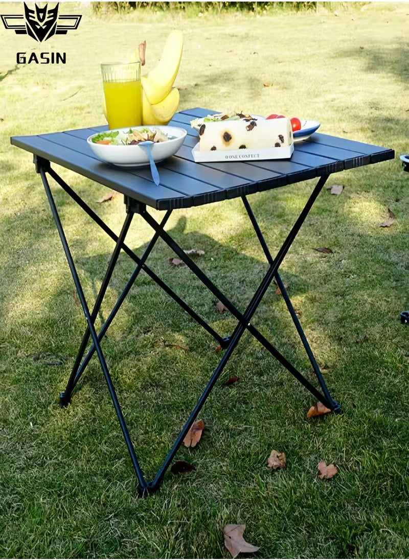 Gasin Lightweight portable aluminum alloy black folding table, suitable for camping, outdoor parties, family gatherings, barbecues, travel and outdoor outings. 68cm*46cm*40cm  - Image 3