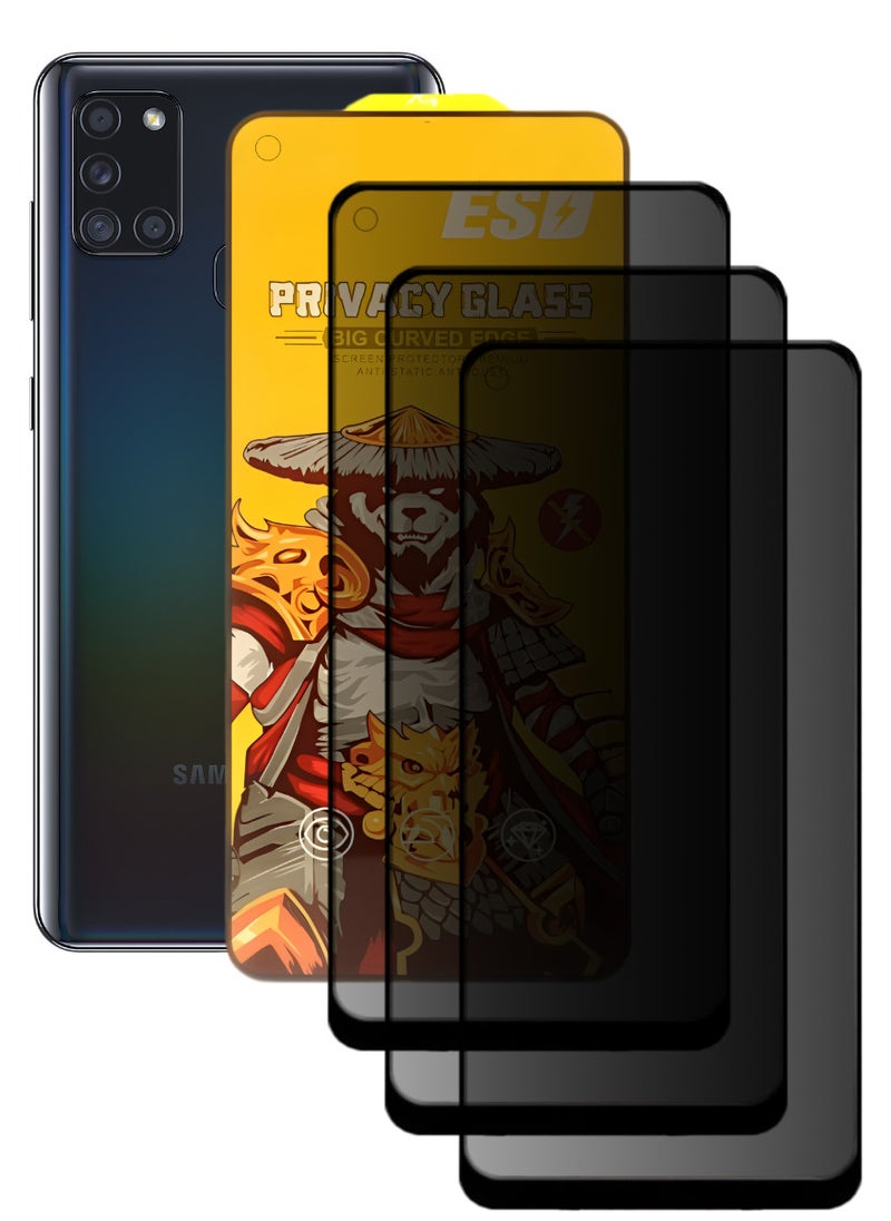 ESD 3 Pieces Tempered Dustproof Privacy Glass Screen Protector Compatible For Samsung Galaxy A21s - Image 1