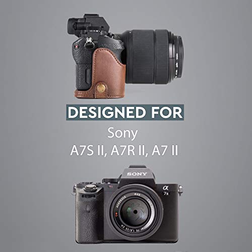 MegaGear Sony Alpha A7S II, A7R II, A7 II Ever Ready Leather Camera Half Case and Strap, with Battery Access - Dark Brown - MG1124 - Image 5