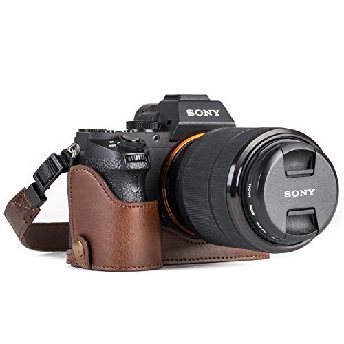 MegaGear Sony Alpha A7S II, A7R II, A7 II Ever Ready Leather Camera Half Case and Strap, with Battery Access - Dark Brown - MG1124 - Image 1
