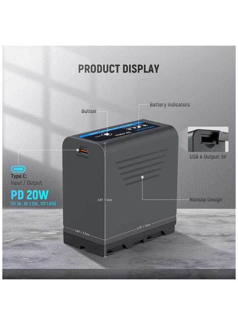 Neewer NP-F970 10500 mAh Lithium Replacement Battery with USB-C PD 20W — Compatible with LED Panels, Cameras & Field Monitors - Image 2