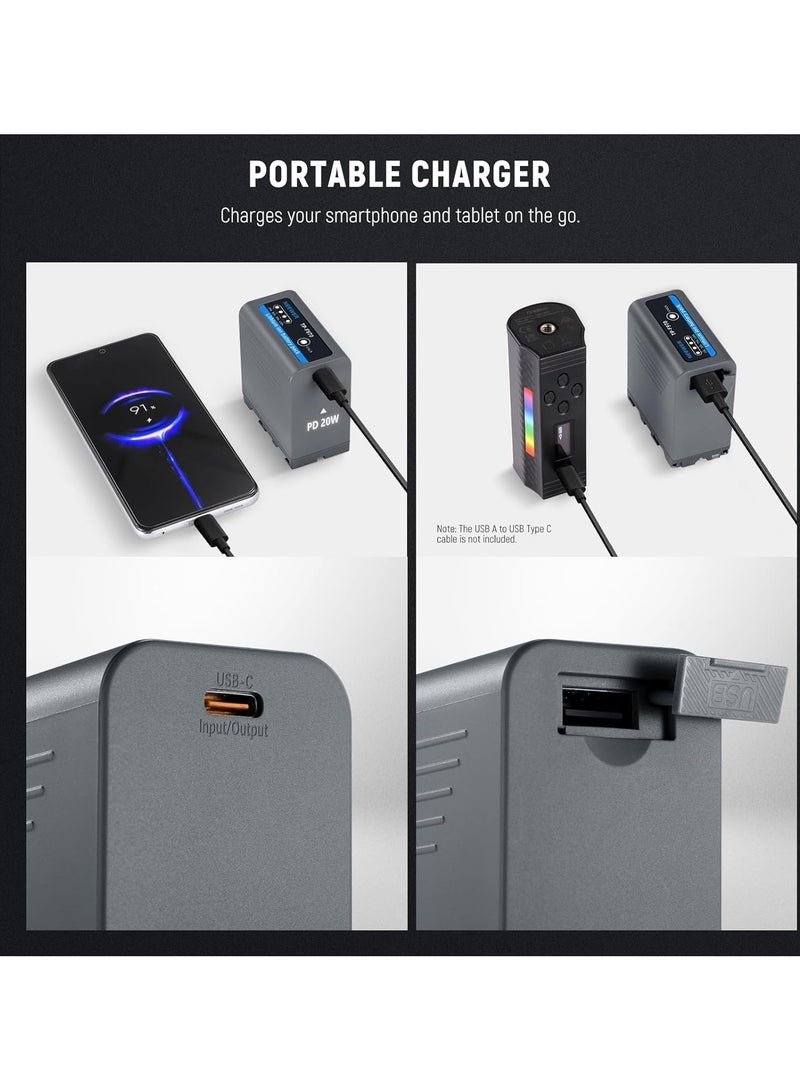 Neewer NP-F970 10500 mAh Lithium Replacement Battery with USB-C PD 20W — Compatible with LED Panels, Cameras & Field Monitors - Image 5