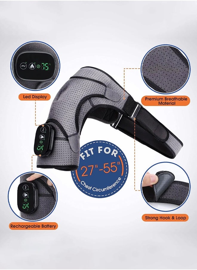 Bukela Cordless Heated Shoulder Brace, Shoulder Massager Heating Pads for Rotator Cuff Pain Upper Arm Muscle Relief 3 Heating and Vibrati  - Image 3