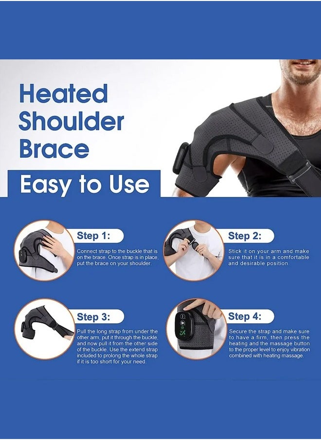 Bukela Cordless Heated Shoulder Brace, Shoulder Massager Heating Pads for Rotator Cuff Pain Upper Arm Muscle Relief 3 Heating and Vibrati  - Image 5