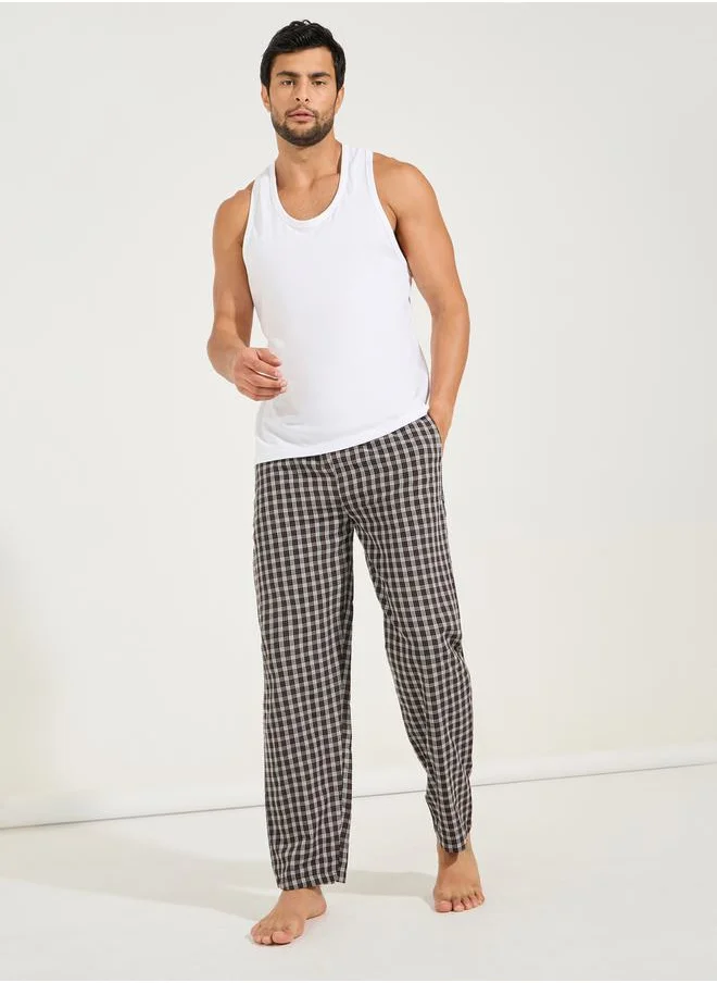 Styli Checkered Woven Straight Pyjama with Drawstrings
