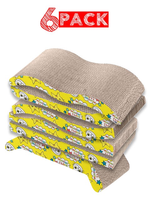 6 Pack Cat Scratcher Cardboard Cat Scratch Pad with Premium Scratch Textures Design Durable Cat Scratching Pad Reversible