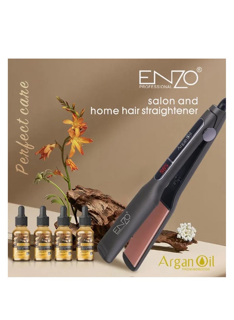 ENZO Professional Enzo Professional Hair Straightener + Enzo Professional Hair Oil | Salon-Grade Styling + Nourishment | Frizz Control | Heat Protection | Sleek & Shiny Finish - Image 2