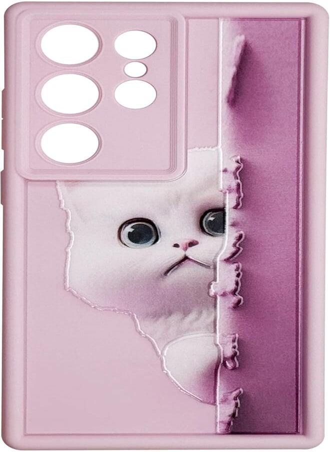 Silicon TPU Case Camera Protection with 3D Cheerful Prints For Samsung Galaxy S22 Ultra 5G (Hidden Cat)