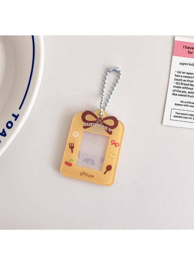NIBEMINENT 1 - Piece Acrylic Bow Kpop Photo Card Holder Pendant Key Chain ID Badge Holder ID Card Holder Photo Card Protector for School ID Office ID Access Card for Women Girls - Image 1