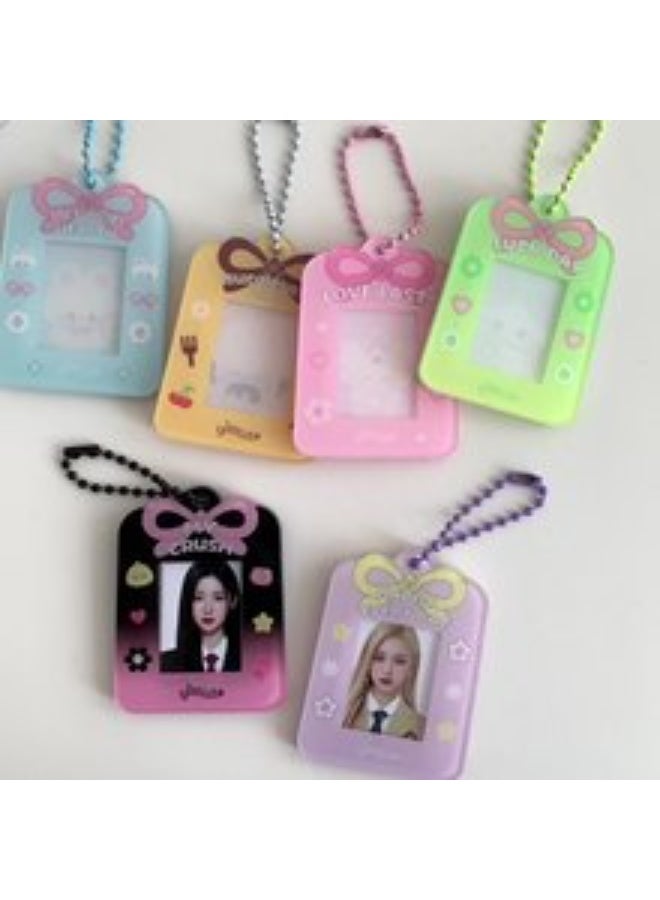 NIBEMINENT 1 - Piece Acrylic Bow Kpop Photo Card Holder Pendant Key Chain ID Badge Holder ID Card Holder Photo Card Protector for School ID Office ID Access Card for Women Girls - Image 2