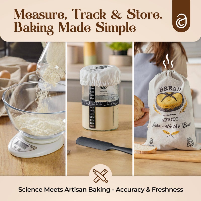 ABIOTO Sourdough Starter Kit with Dutch Oven and Scale - Complete Sourdough Kit with Proofing Baskets, 34oz Jar, Slings, and Other Premium Bread Making Tools - Perfect Baking Gifts for Women, Men, and Bakers - Image 5