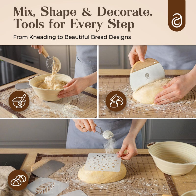 ABIOTO Sourdough Starter Kit with Dutch Oven and Scale - Complete Sourdough Kit with Proofing Baskets, 34oz Jar, Slings, and Other Premium Bread Making Tools - Perfect Baking Gifts for Women, Men, and Bakers - Image 4