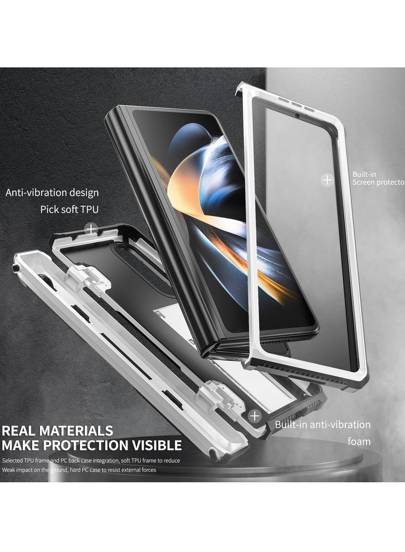 SYOSI for Samsung Galaxy Z Fold 4 Case with Hinge Protection Built-in [Screen Protector] [Kickstand] [S Pen Holder] [Wireless Charging] Slim Phone Case for Galaxy Z Fold 4 5G 2022 - Image 2