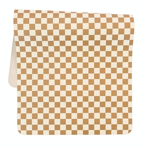 AVA + OLIVER Ava Oliver Vegan Leather Baby Changing Mat 16 X 30 in Multipurpose Wipeable and Portable Diaper Changing Pad Foldable for Travel Mocha Checker - Image 1
