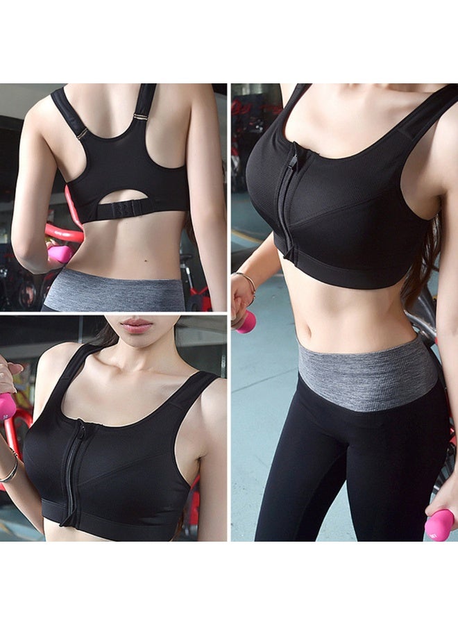 Womens Zip Front Sport Bra For Pilates Running Workout Wireless Post-Surgery Yoga Athletic Bras With Adjustable Strap - Image 3