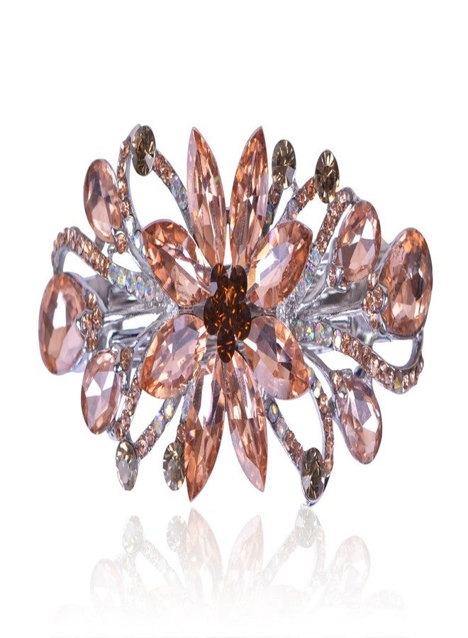 Sankuwen Flower Luxury Jewelry Design Hairpin Rhinestone Hair Barrette Clip,Also Perfect Mother's Day Gifts for Mom(Orange) - Image 1