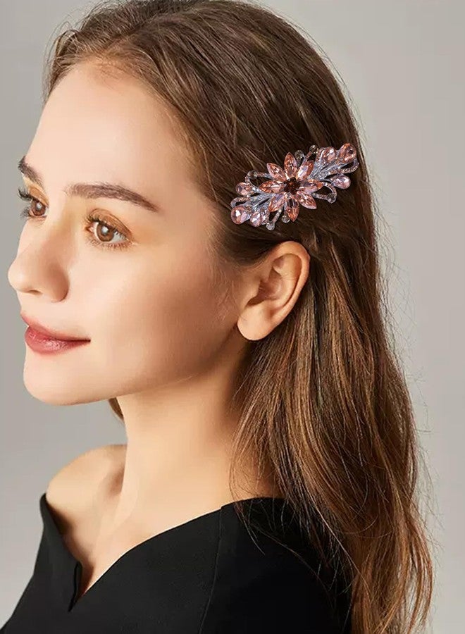 Sankuwen Flower Luxury Jewelry Design Hairpin Rhinestone Hair Barrette Clip,Also Perfect Mother's Day Gifts for Mom(Orange) - Image 2