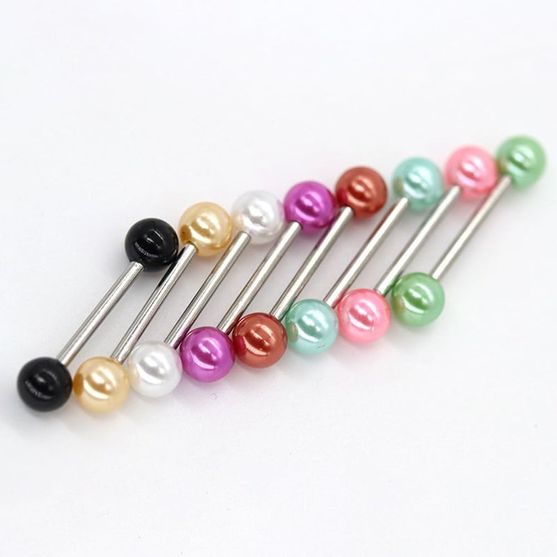 MONAZEO 48Pcs 14G Stainless Steel Nipple Rings Tongue Rings Straight Barbell Bars Piercing Glow in Dark Flexible Retainer Piercing Jewelry for Women Men 16mm Bar - Image 4