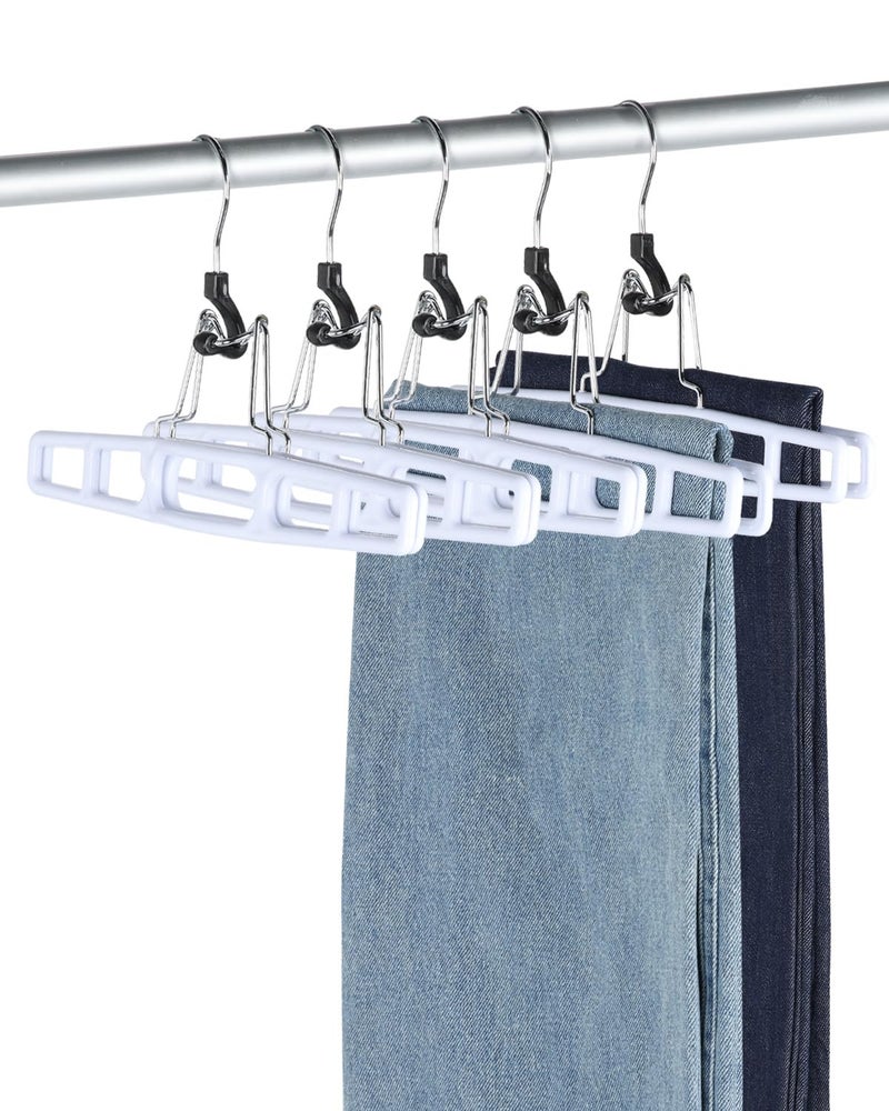 AMKUFO 20 Pack Pants-Hangers Skirt-Hangers, Plastic Pant-Hangers-for-Women Men, Pants-Hangers-Space-Saving, Clamp Hangers-for-Pants Jeans Shorts Tie Belt - Image 2