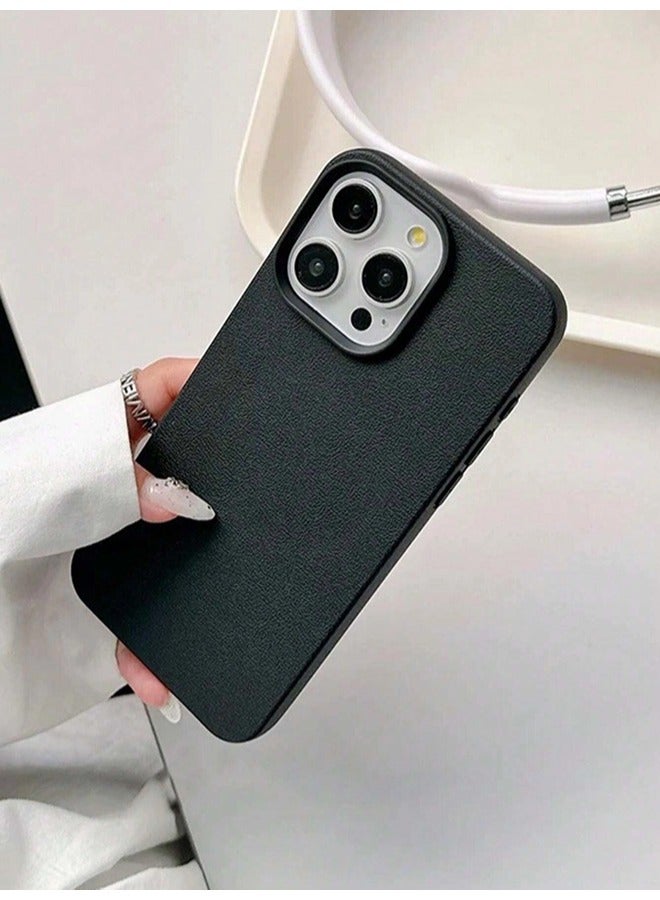 ShebSheb Faux Leather Texture Phone Case Compatible with iPhone 15 Pro,Slim TPU Soft Shockproof Protective Case - Image 2