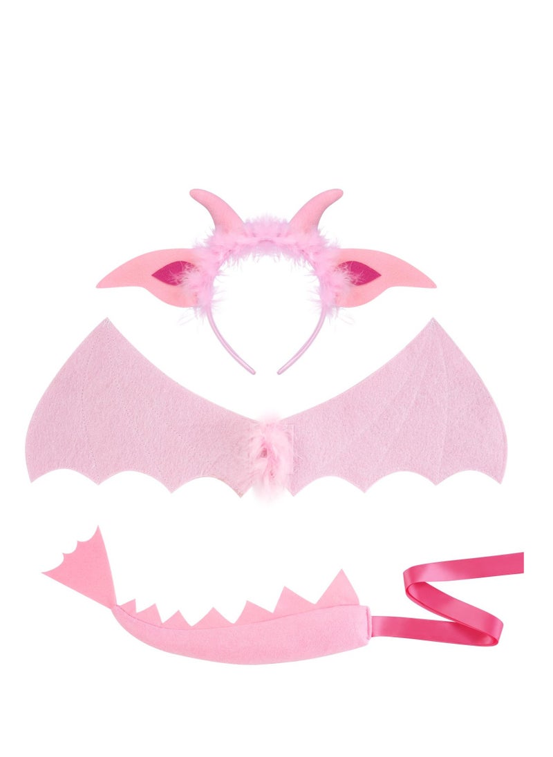 KASTWAVE Animal Cosplay Dress, Pink Dinosaur Headband, Wings, Tail, Dress, Suitable for Kid Performance Cosplay  - Image 3