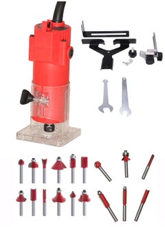 Digital Craft Digital Craft 30000 RPM Woodworking Electric Trimmer 1000W Wood Milling Engraving Slotting Machine Hand Carving Router Machine Electric Trimmer Machine12Pc Router Bits Set6Pc Router Bits  - Image 1