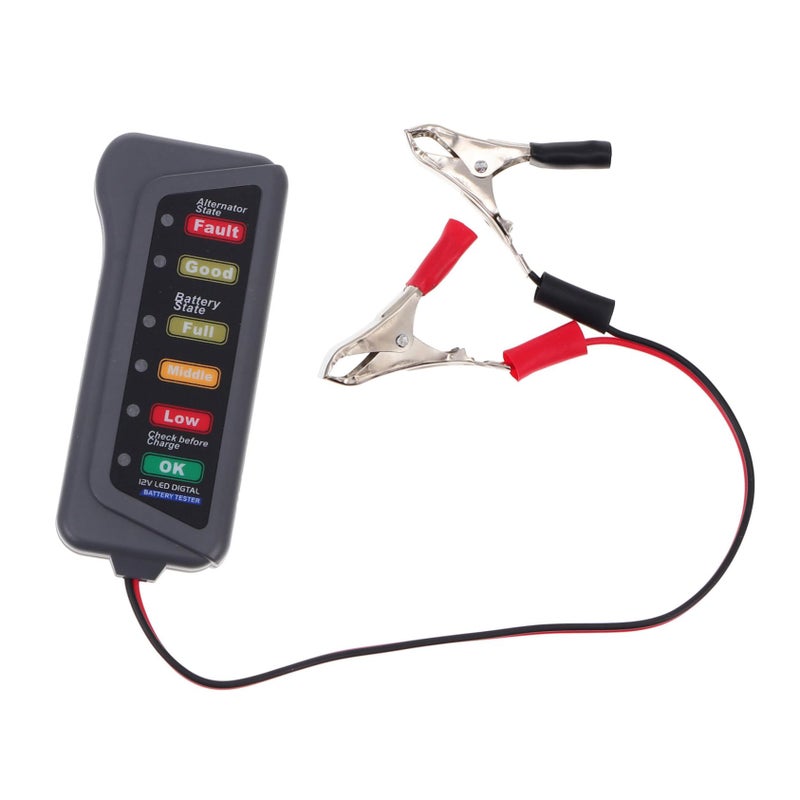 Digital Battery Tester with LED Indicator Alternator Diagnostic Tool for Motorcycle Vehicle - Image 2