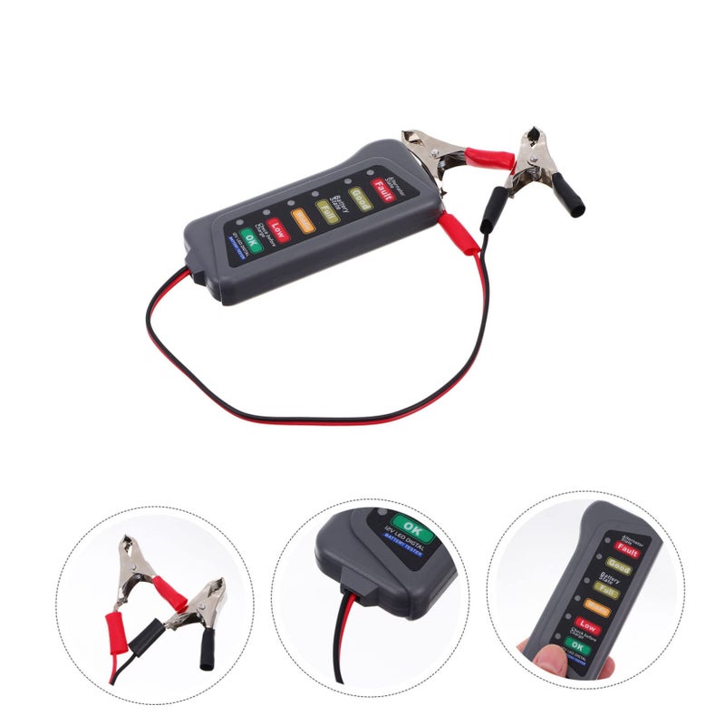 Digital Battery Tester with LED Indicator Alternator Diagnostic Tool for Motorcycle Vehicle - Image 4