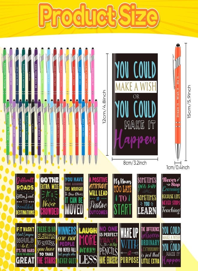 TaoBary 60 Pcs Inspirational Ballpoint Pens Black Ink Quotes Pen Motivational Journal Notebook Inspirational Notepads Pocket Mini Notebooks Gift Pens Encouraging Pretty Pens for Women Desk Supplies, 15 Styles - Image 2