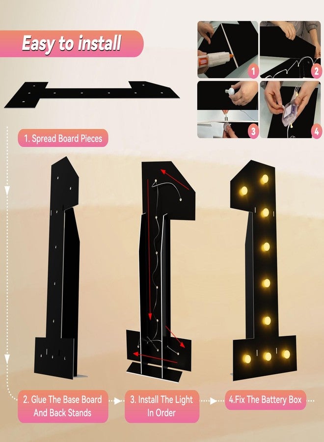 LOBOOM 4FT Marquee Light Up Numbers, Black Giant Marquee Number 50, Pre-Cut Foam Board Set Can Be Used for Birthdays,Weddings,Party Anniversaries - Image 5