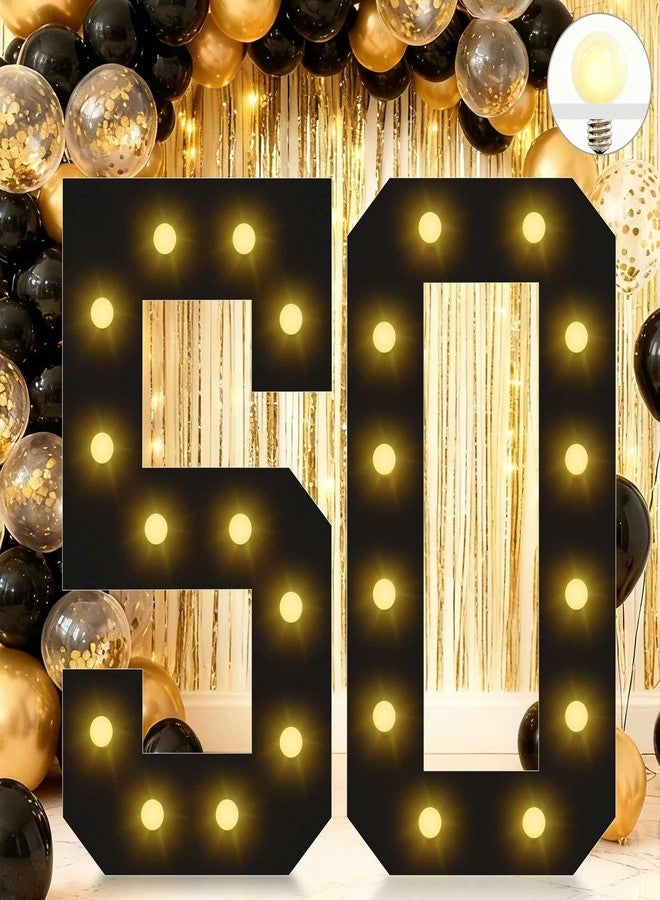 LOBOOM 4FT Marquee Light Up Numbers, Black Giant Marquee Number 50, Pre-Cut Foam Board Set Can Be Used for Birthdays,Weddings,Party Anniversaries - Image 1