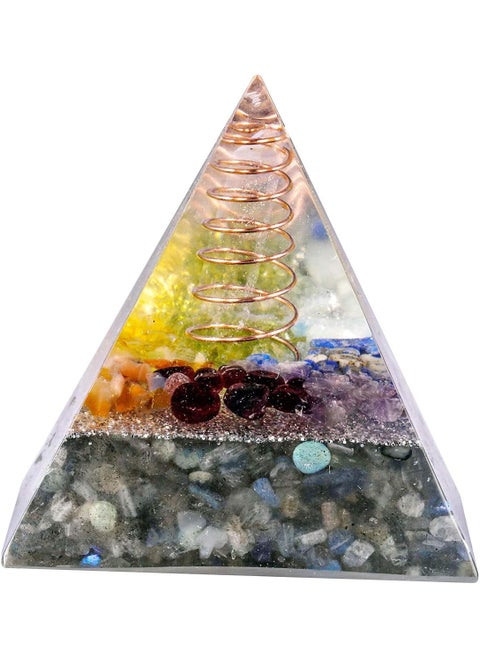 SUNYIK Chip Stone Orgone Pyramid, Healing Crystal Point Copper Energy Generator Protection Metaphysical Chakra Reiki 1.96", Labradorite