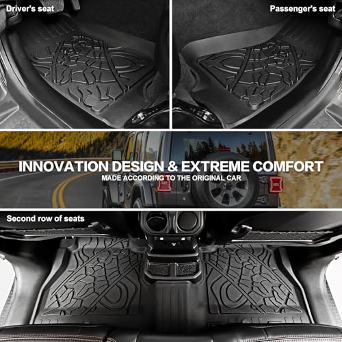 JTYZSM Cargo Mats for 2018-2025 Jeep Wrangler JL 4X4 Floor Liners with Trunk Mat Backrest Mat All Weather TPE Protector Rear Floor Trunk Liners for 18-25 Wrangler JL 4X4 4 Door Accessories - Image 4