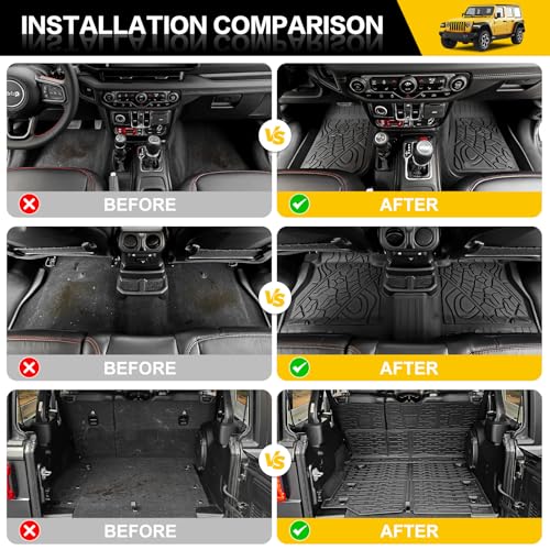JTYZSM Cargo Mats for 2018-2025 Jeep Wrangler JL 4X4 Floor Liners with Trunk Mat Backrest Mat All Weather TPE Protector Rear Floor Trunk Liners for 18-25 Wrangler JL 4X4 4 Door Accessories - Image 2
