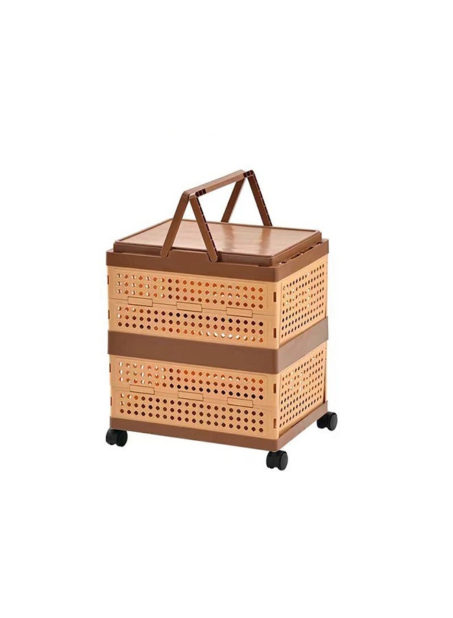 JCB CHIC Foldable Storage Box with Lid and Wheels，2 Tier Storage Bins Storage Cart ,Extra Large Plastic Collapsible Organizer Box for  Clothes Snacks Toys Book Container Case - Image 1