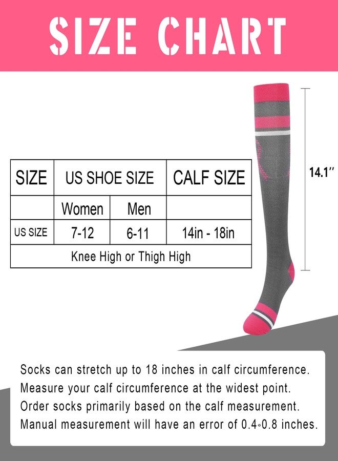 Junely Compression Socks for Women 20-30 mmhg Knee High Breast Cancer Socks for Running Support Nurses Pregnancy Flying Sports Pink - Image 5