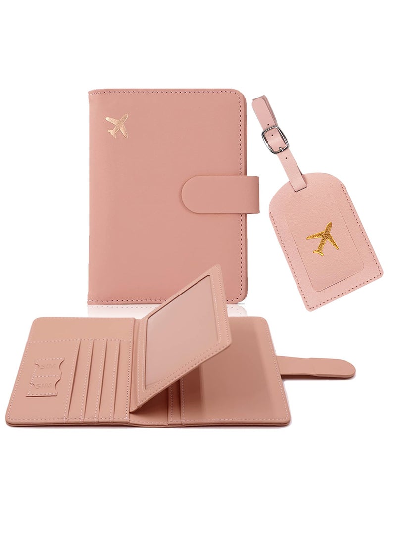 Generic Passport Covers and Luggage Tags, Passport Wallet Rfid Blocking Card Slots,Passport Holder Travel Suitcase Tag (Pink)  - Image 1