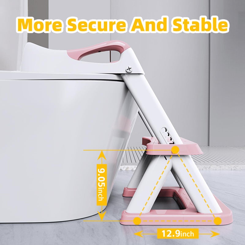 SKYROKU Potty Training Seat, SKYROKU 8868 Toddler Toilet Seat for Kids Boys Girls, 2 in 1 Potty Training Toilet, Splash Guard Anti-Slip Pad Step Stool, New Sector-Shape Stabilized Base (8868-Pink) - Image 4
