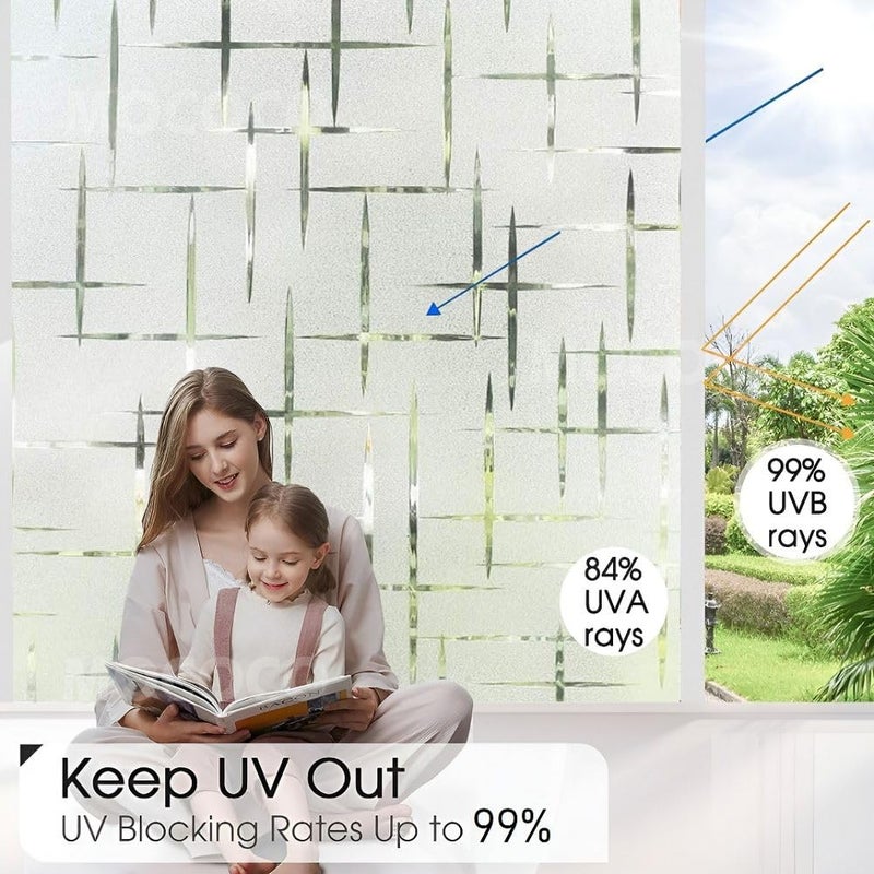 MOCOCO Premium Privacy Window Film Vinyl Frosted Self Adhesive Glass Film Decorative Window Stickers for Home Office Bathroom Kitchen Living Room - Cl;assic Design (18x150 Inch) - Image 3