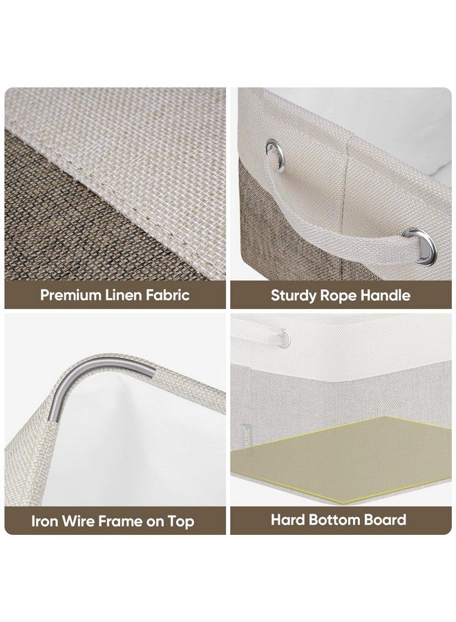 Baleine BALEINE 4 Pack Fabric Storage Bins for Shelves, Linen Storage Baskets for Organizing, Decorative Closet Bins for Clothes, Home (Brown, 15"x11"x9.5")  - Image 3