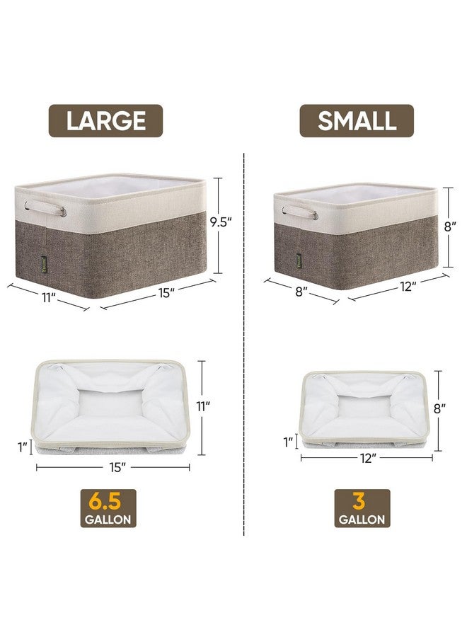Baleine BALEINE 4 Pack Fabric Storage Bins for Shelves, Linen Storage Baskets for Organizing, Decorative Closet Bins for Clothes, Home (Brown, 15"x11"x9.5")  - Image 2
