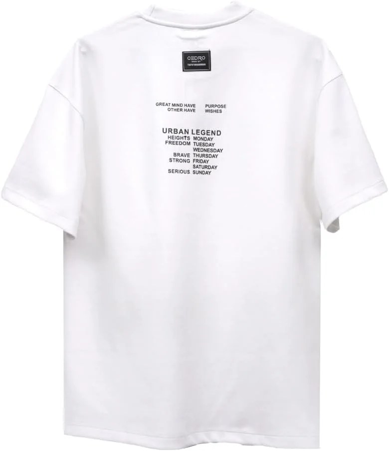 سيدرو Cedro Men's Oversize Graphic Tee with Crew Neck and Short Sleeves