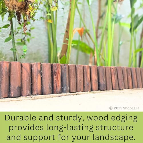 LáLáGreen LaLaGreen Decorative Garden Edging Border (30"x6", 2 Pack) Small Brown Wooden Fence Panels with Metal Stakes, Flowers Bed Landscape Fencing for Lawn Yard Patio Pathway Outdoor Decor Tree Rings Barrier - Image 5