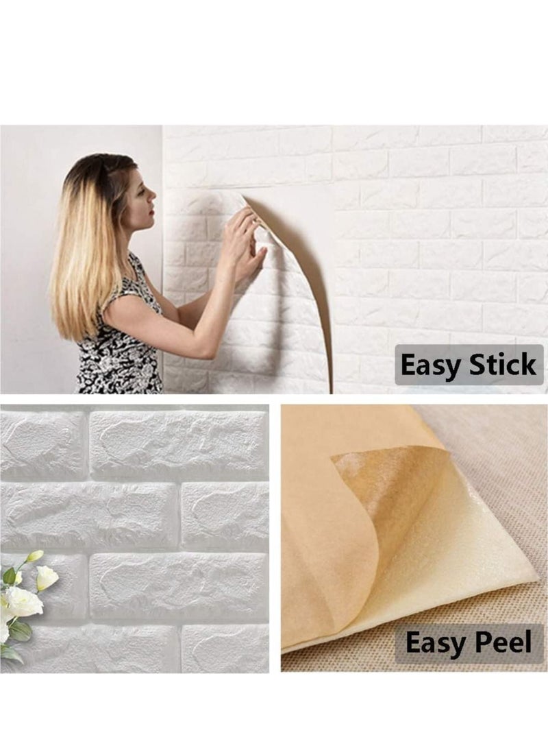 LINGWEI 40PCS 3D Brick Wall Stickers Self Adhesive Wallpaper Faux Foam Bricks Textured Effect Waterproof PE Foam For Living Room TV Wall and Home Decor - Image 1