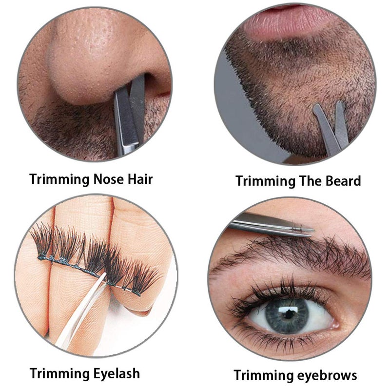 PAFASON Ultra Sharp Beard Scissor Set, High Precision Straight Curved Round Tip Mustache Facial Nose Hair Trimming Tool, Stainless Steel, Safety Case, Premium Leather Pouch - Image 5