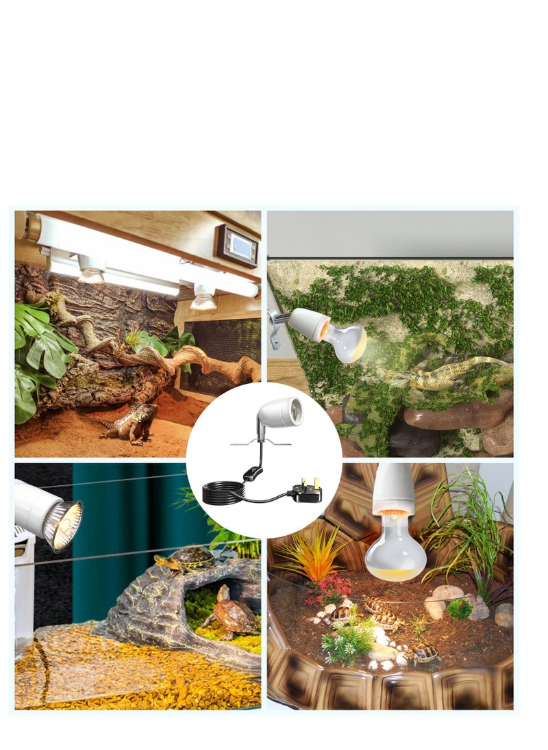 SYOSI - 300W Ceramic Reptile Heat Lamp Holder, E27 Base Ceramic Heat Bulb Holder, Rotatable Reptile Light Holder with Inline ON/Off Switch for Turtle, Snake, Lizard, Dog, Chick- No Heat Bulb - Image 1